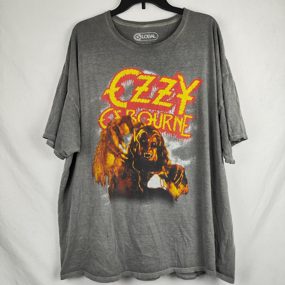 Ozzy Osbourne Shirt Mens XL Gray Graphic Werewolf Band Tee Global Rock Music
